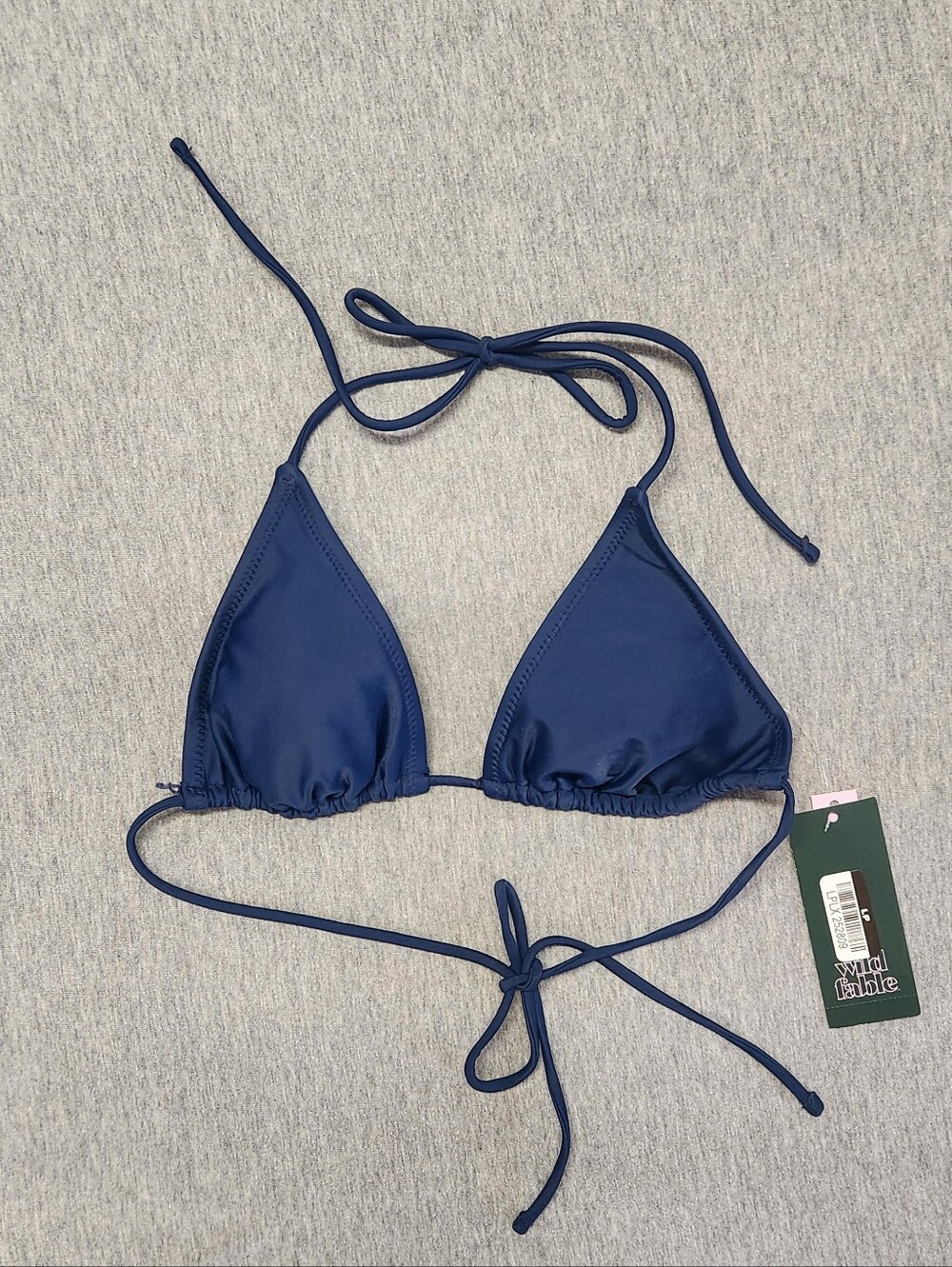 Wild Fable Women’s Solid Tricot Triangle Bikini Top – Navy Blue (Size XS)